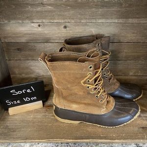 Vintage Mens Sorel Made in Canada Winter Leather Duck Snow Boots Size 10‎ M GUC